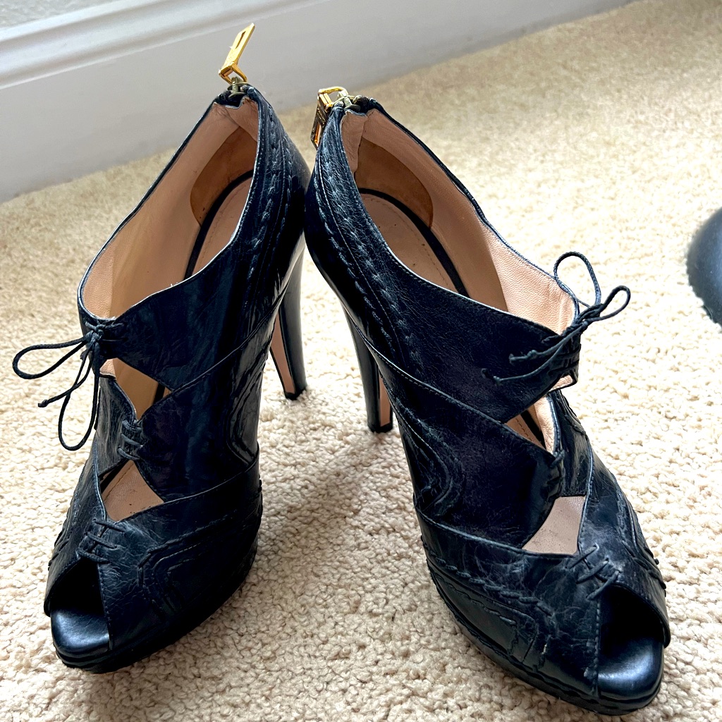 Prada Heels With Lace Up Detail